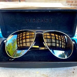 VERSACE aviator style sunglasses.
